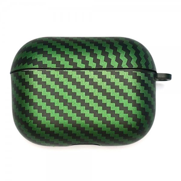 AirPods Pro 2 Cover Kulfiberstruktur Sort Grøn