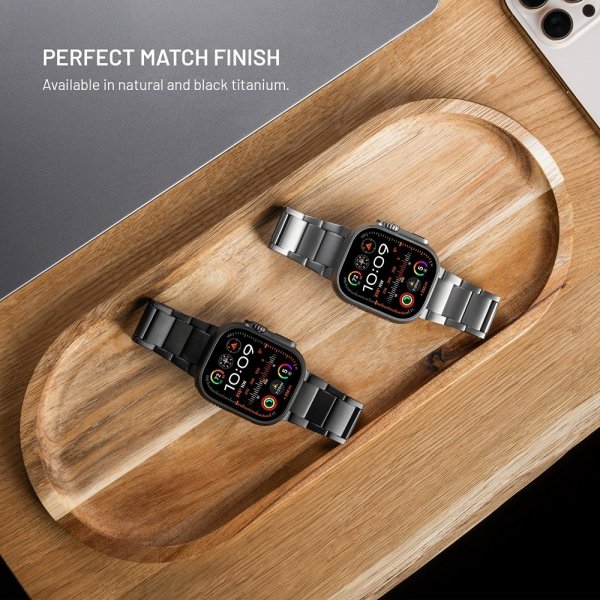 Fast Apple Watch 42/44/45/46mm Armbånd Titanium Strap Natural
