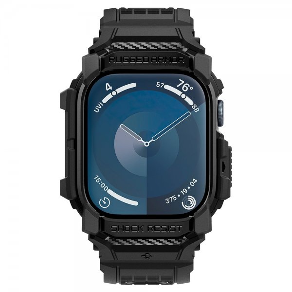 Spigen Apple Watch 46 mm (Series 10/11) Armbånd og Skal Rugged Armor Pro Matte Black