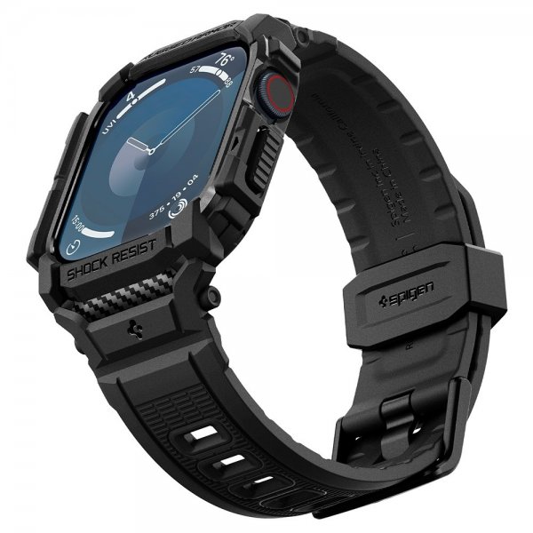 Spigen Apple Watch 46 mm (Series 10/11) Armbånd og Skal Rugged Armor Pro Matte Black