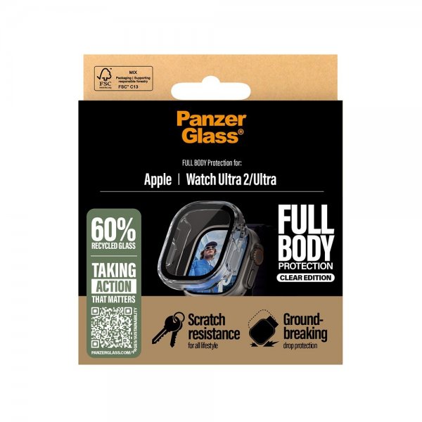 PanzerGlass Apple Watch Ultra 49mm Cover med Skærmbeskyttelse Fuld Kropsbeskyttelse Transparent