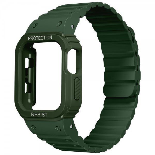 Apple Watch Ultra 49mm Rem med Cover Silikone Magnetlukning Grøn