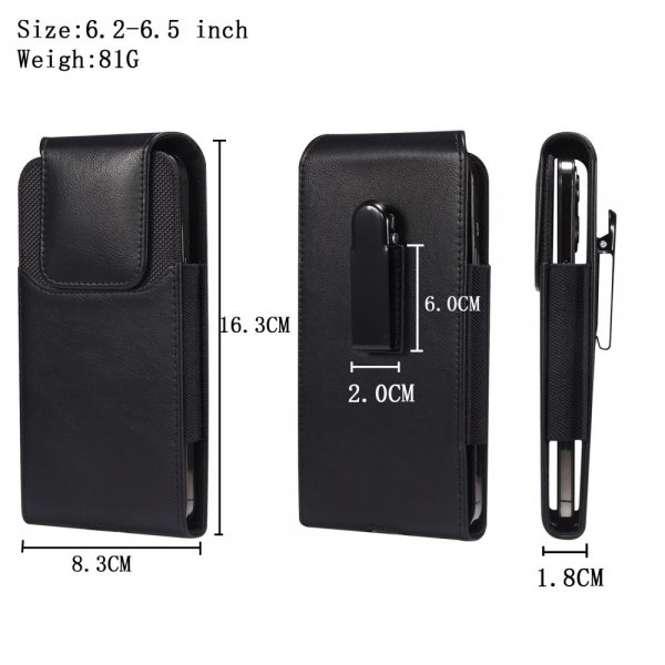 Bæltetaske til Mobiltelefon 6.2-6.5" Sort