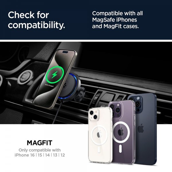 Spigen Bilholder med trådløs opladning OneTap Pro 3 CryoMax MagFit Air Vent
