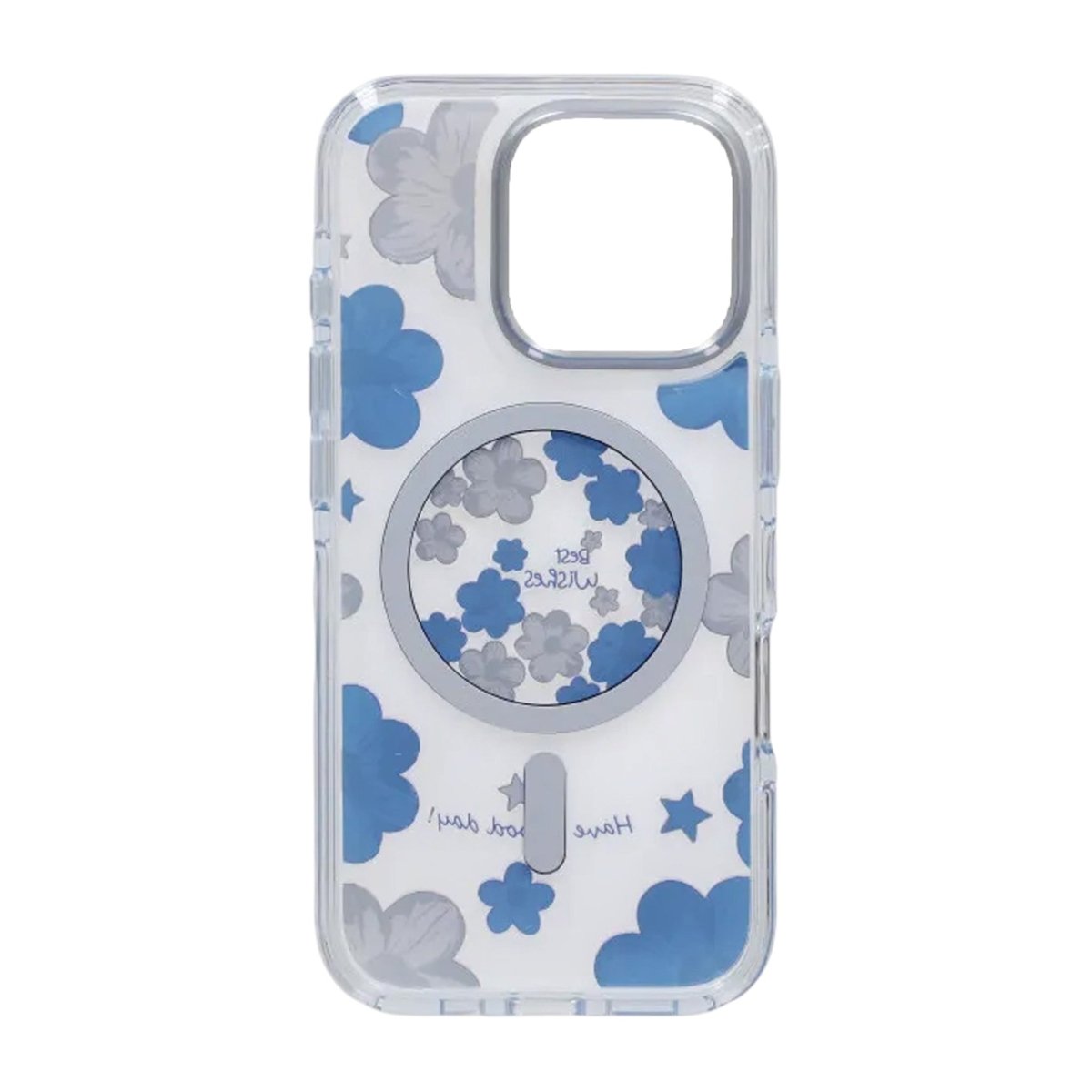 Cover til iPhone 16 Pro med blomstermønster og MagSafe Blå