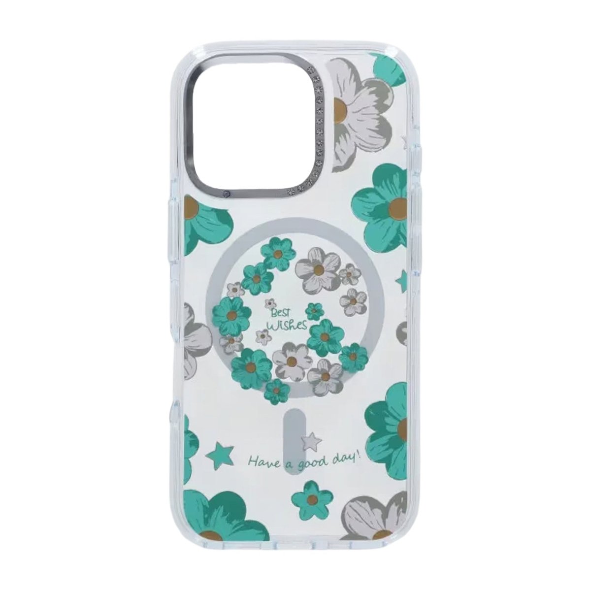 iPhone 16 Pro Max Cover med blomstermønster MagSafe Grøn