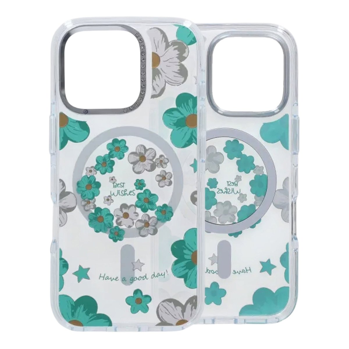 iPhone 16 Pro Max Cover med blomstermønster MagSafe Grøn