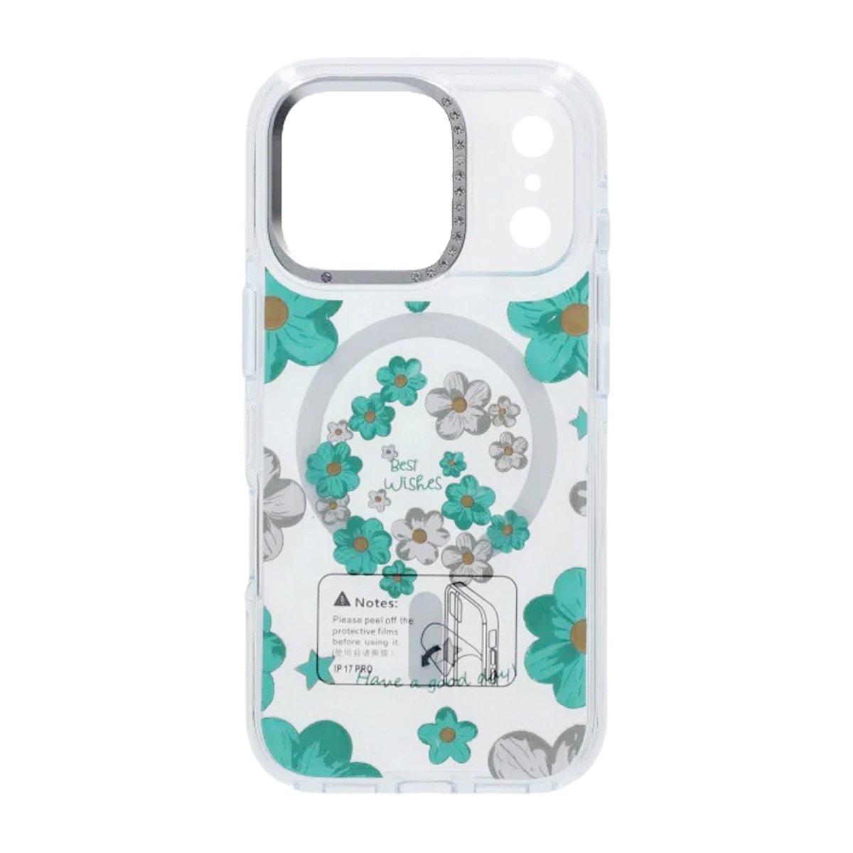 iPhone 17 Pro Max Cover med blomstermønster MagSafe Grøn
