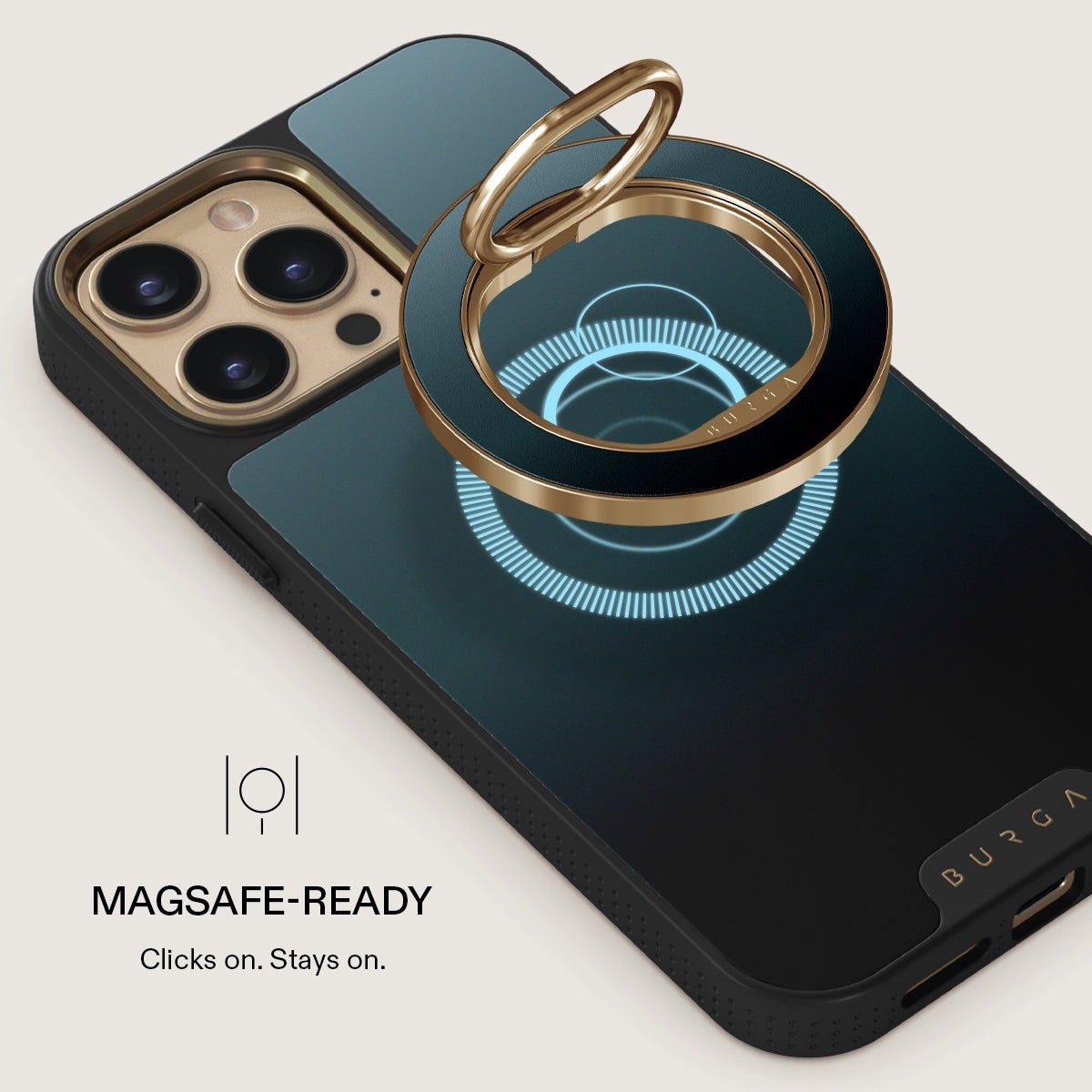 Burga Holder Mobilring MagSafe Black Hole Guld