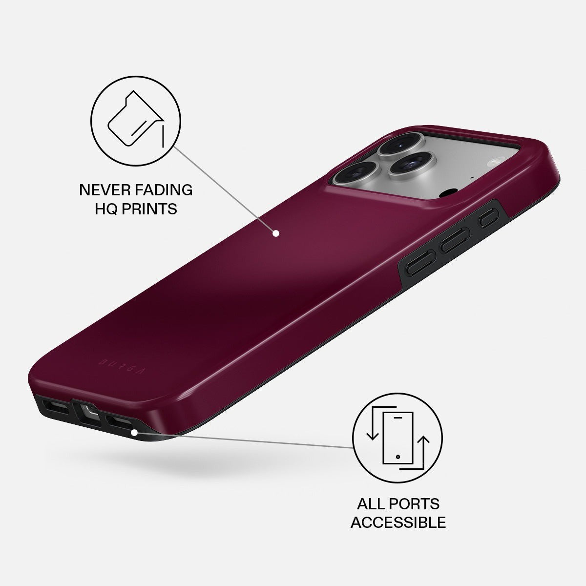 Burga iPhone 18 Pro Max Cover Tough MagSafe Dark Cherry