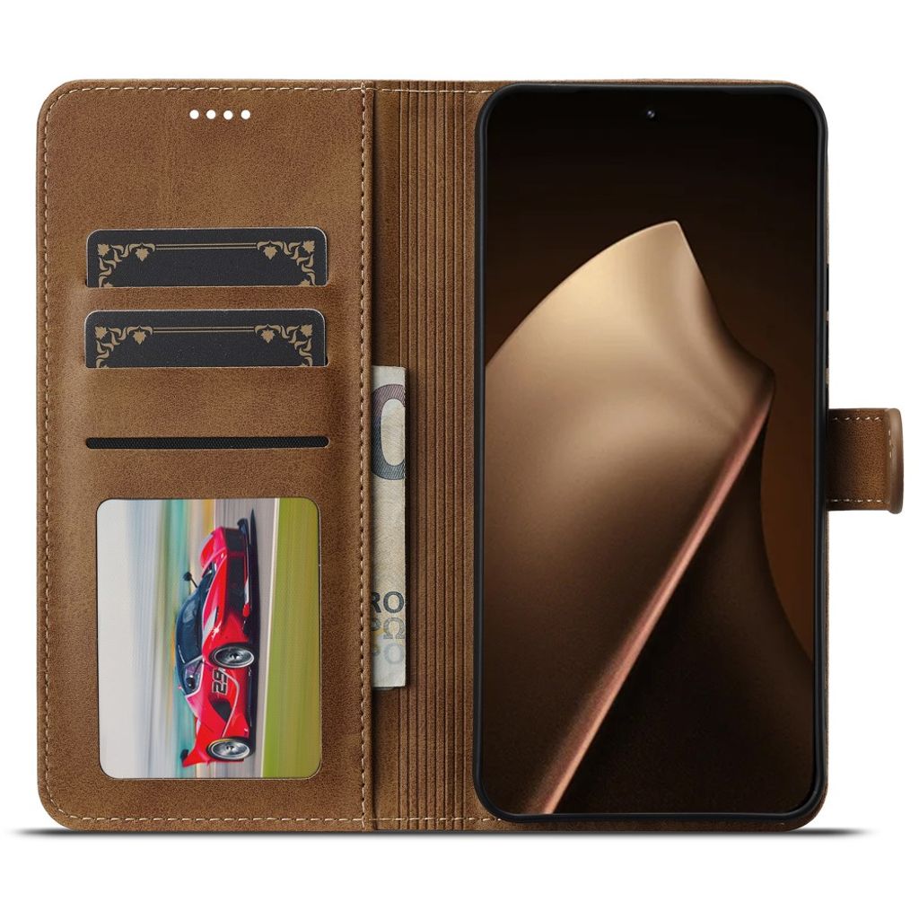 Lc.Imeeke Xiaomi 17T Etui med Kortholder Stativfunktion Lysebrun
