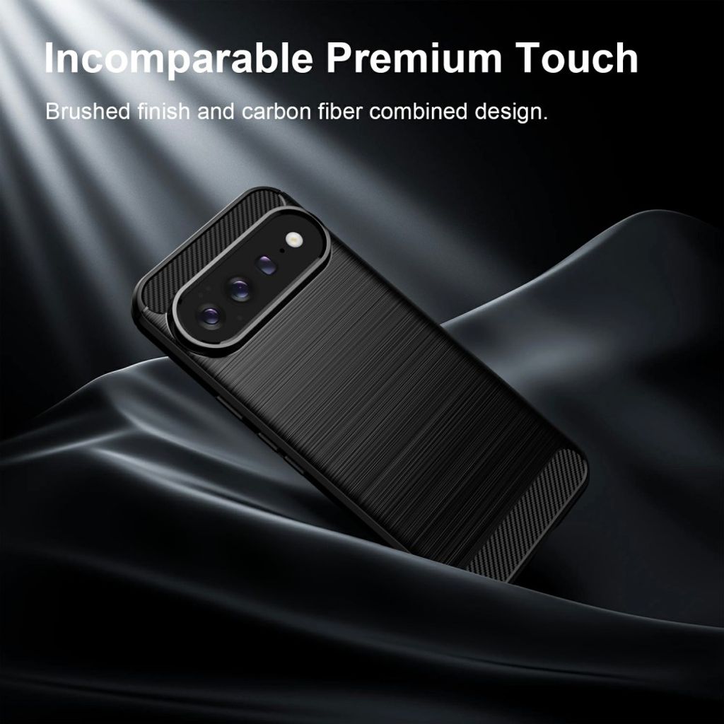 Google Pixel 11 Pro XL Cover Børstet Kolfibertekstur Sort