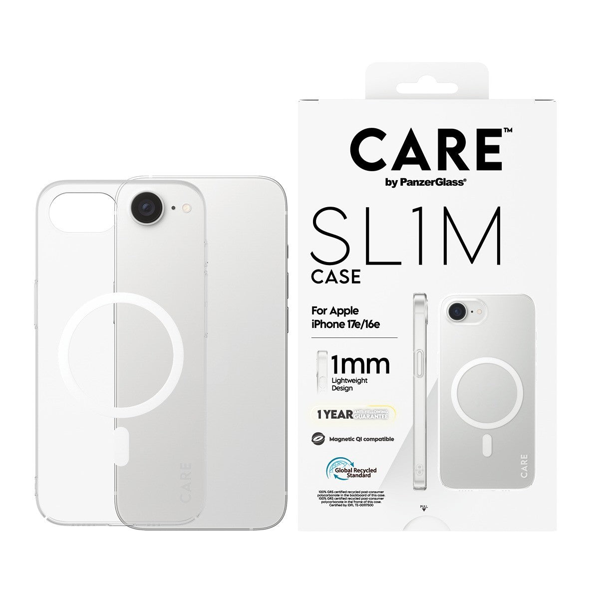 CARE by PanzerGlass iPhone 16e/iPhone 17e Cover SL1M MagSafe Klar
