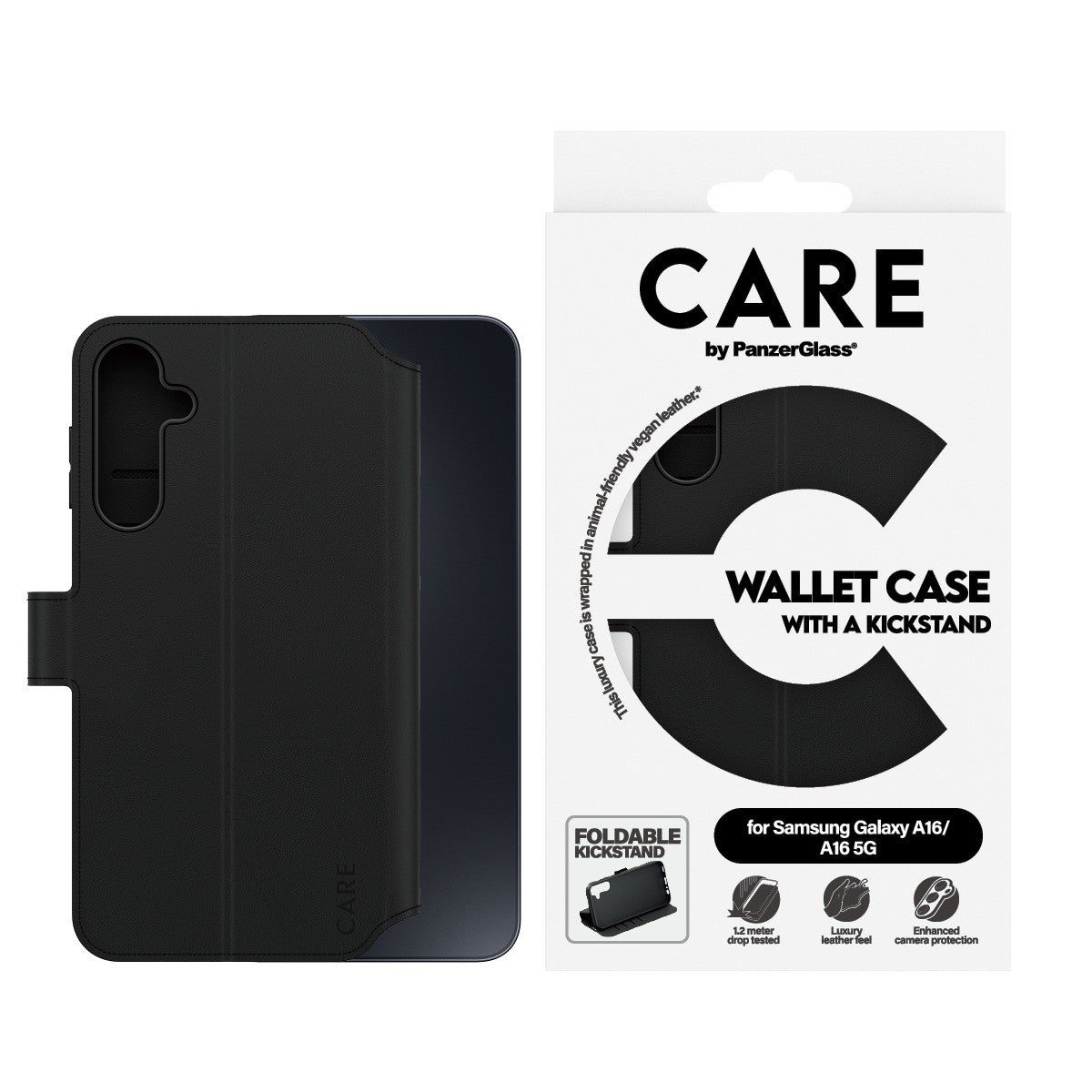 CARE by PanzerGlass Samsung Galaxy A16 Etui Wallet Kickstand Sort