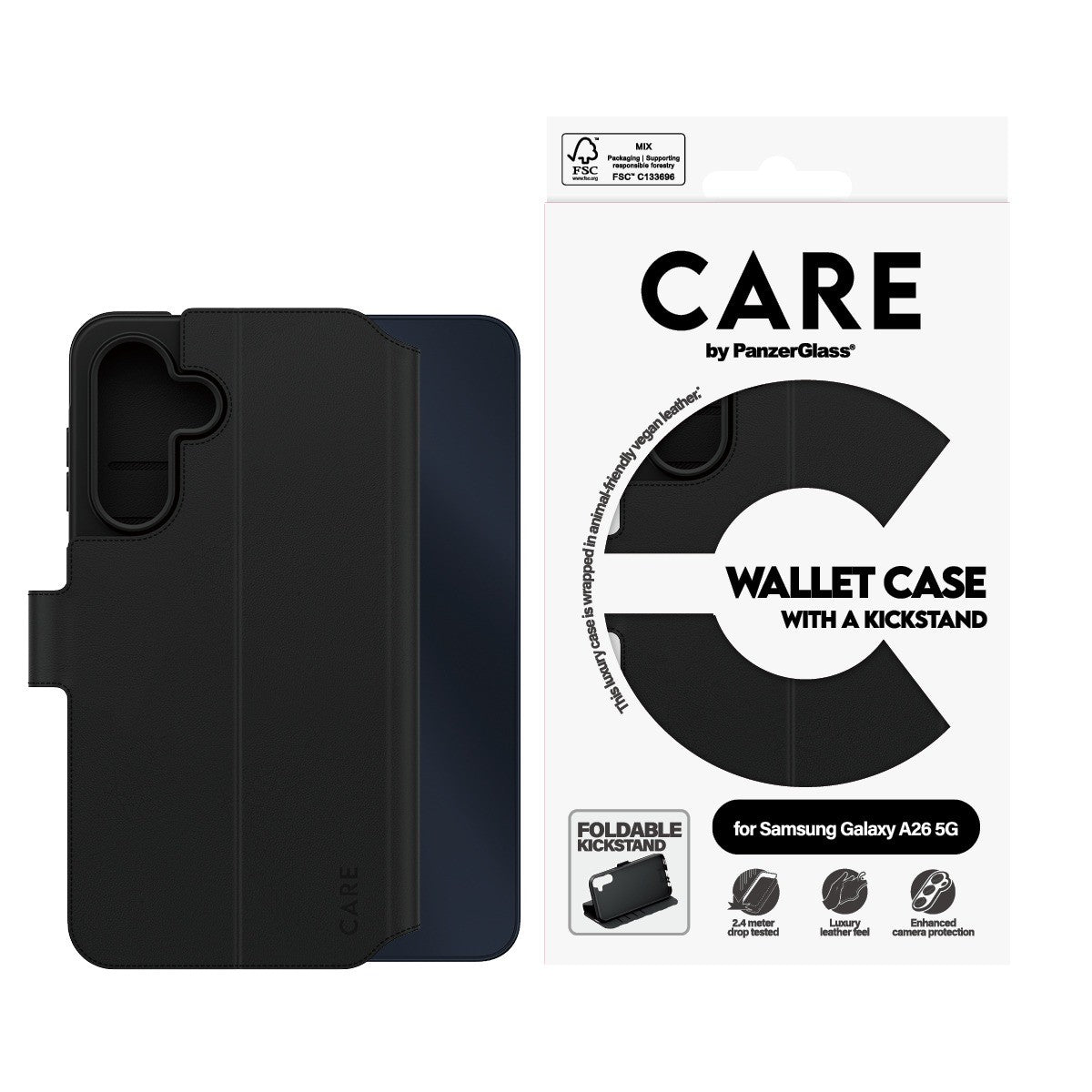 CARE by PanzerGlass Samsung Galaxy A26 Etui Wallet Kickstand Sort