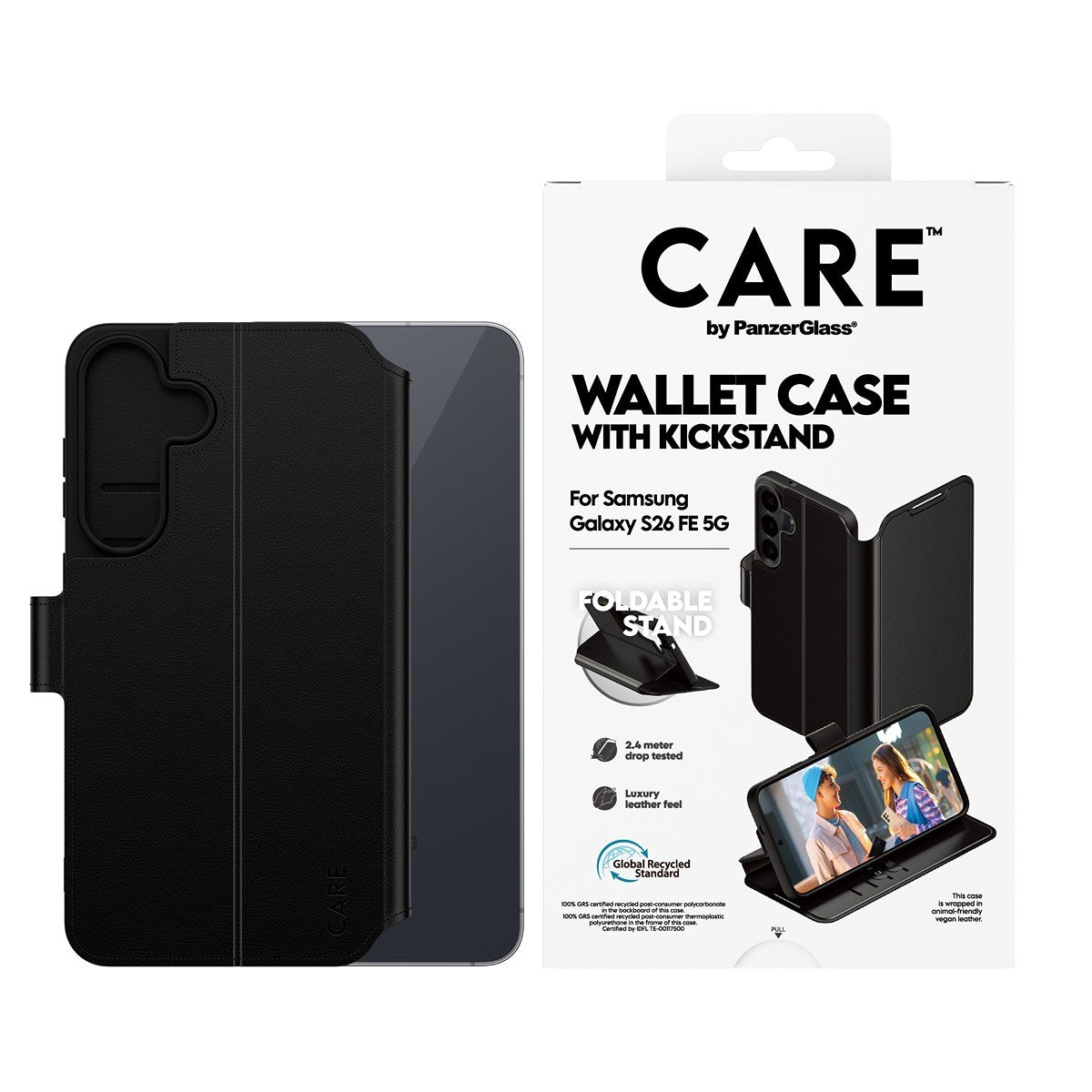 CARE by PanzerGlass Samsung Galaxy S26 FE Etui Wallet Kickstand Sort