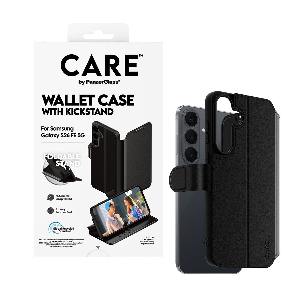 CARE by PanzerGlass Samsung Galaxy S26 FE Etui Wallet Kickstand Sort