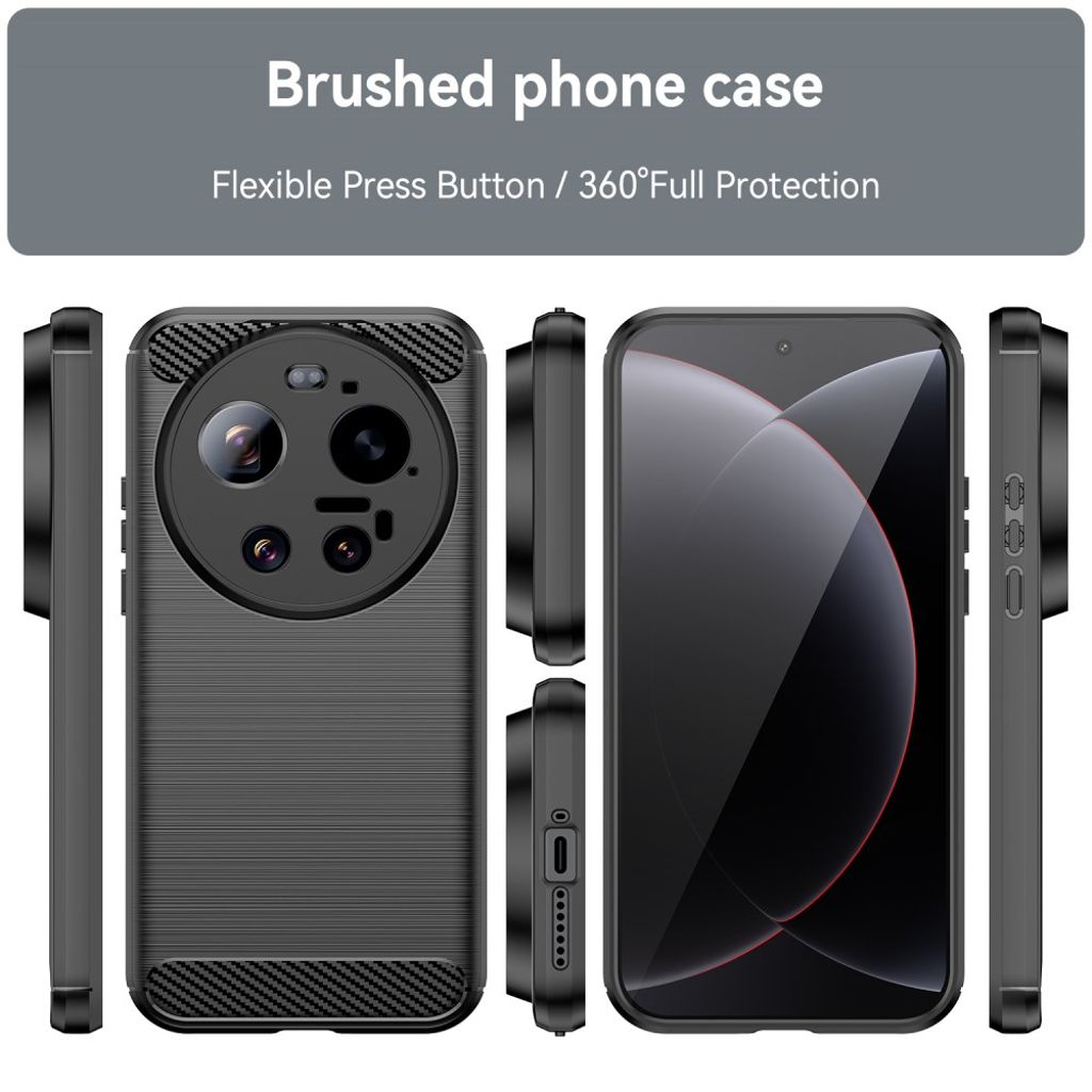Xiaomi 17 Ultra Cover Børstet Kulfiber-tekstur Sort