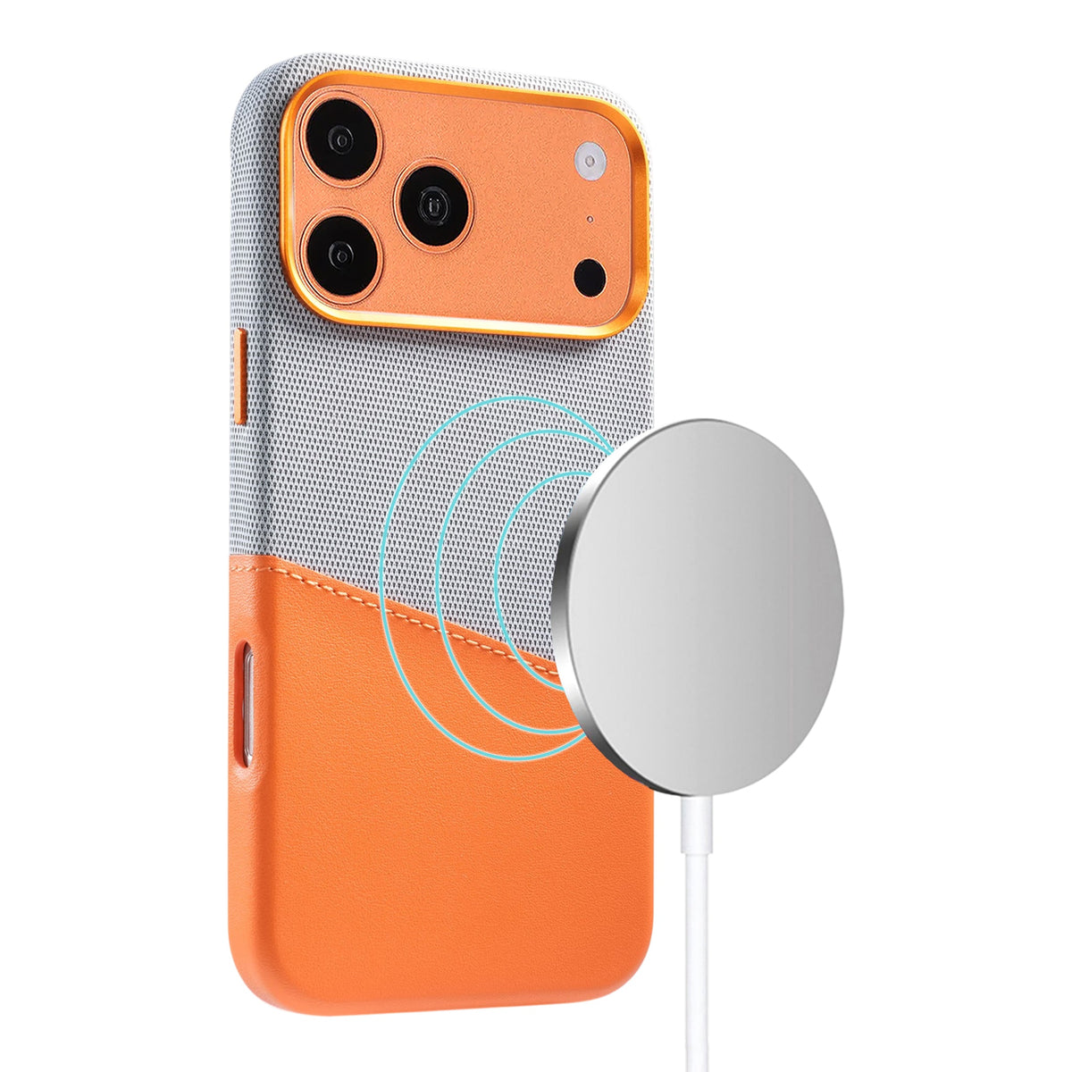 iPhone 17 Pro Max/iPhone 18 Pro Max Cover i læder med Kortholder og MagSafe Orange