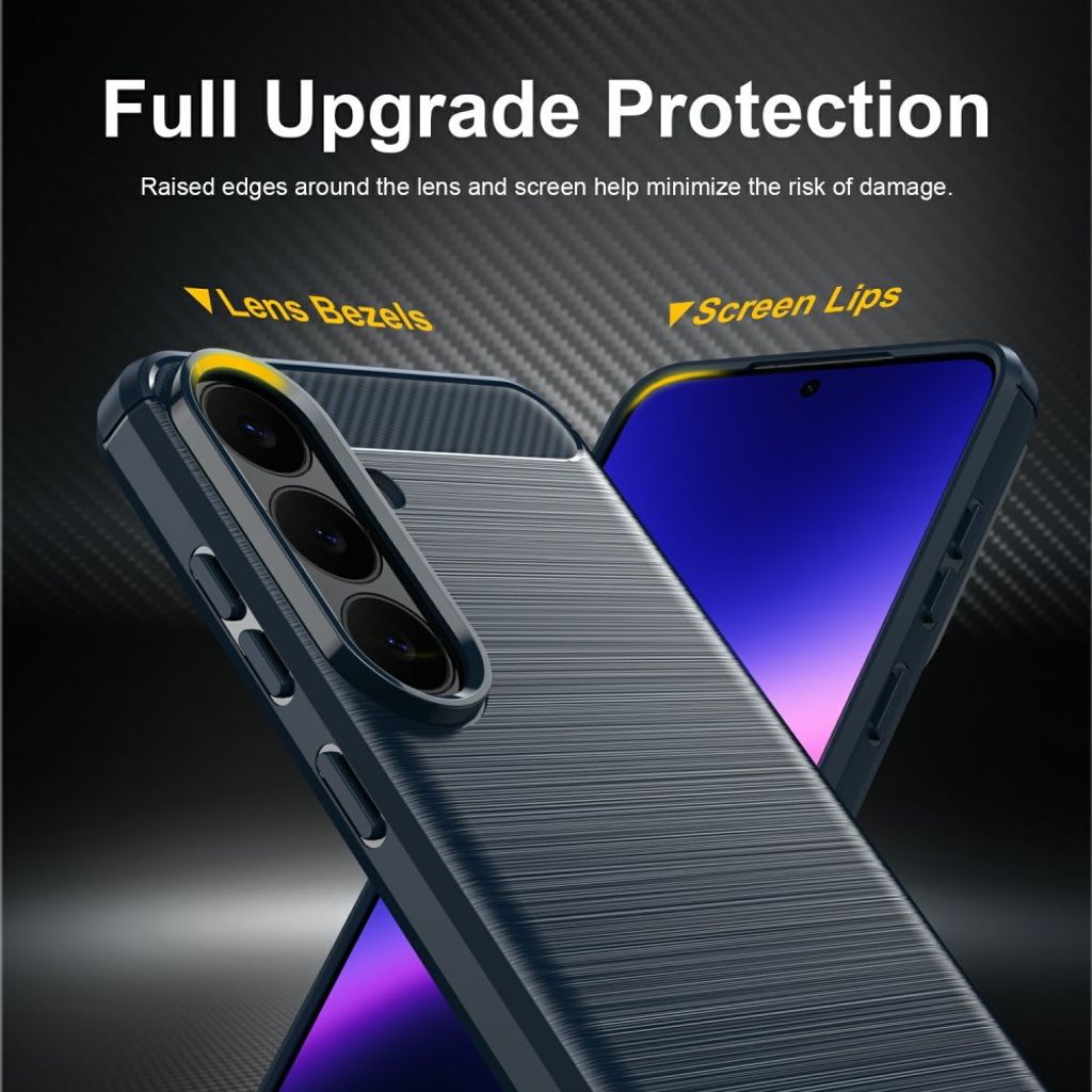 Samsung Galaxy S26 FE Cover Borstad Kolfibertextur Blå