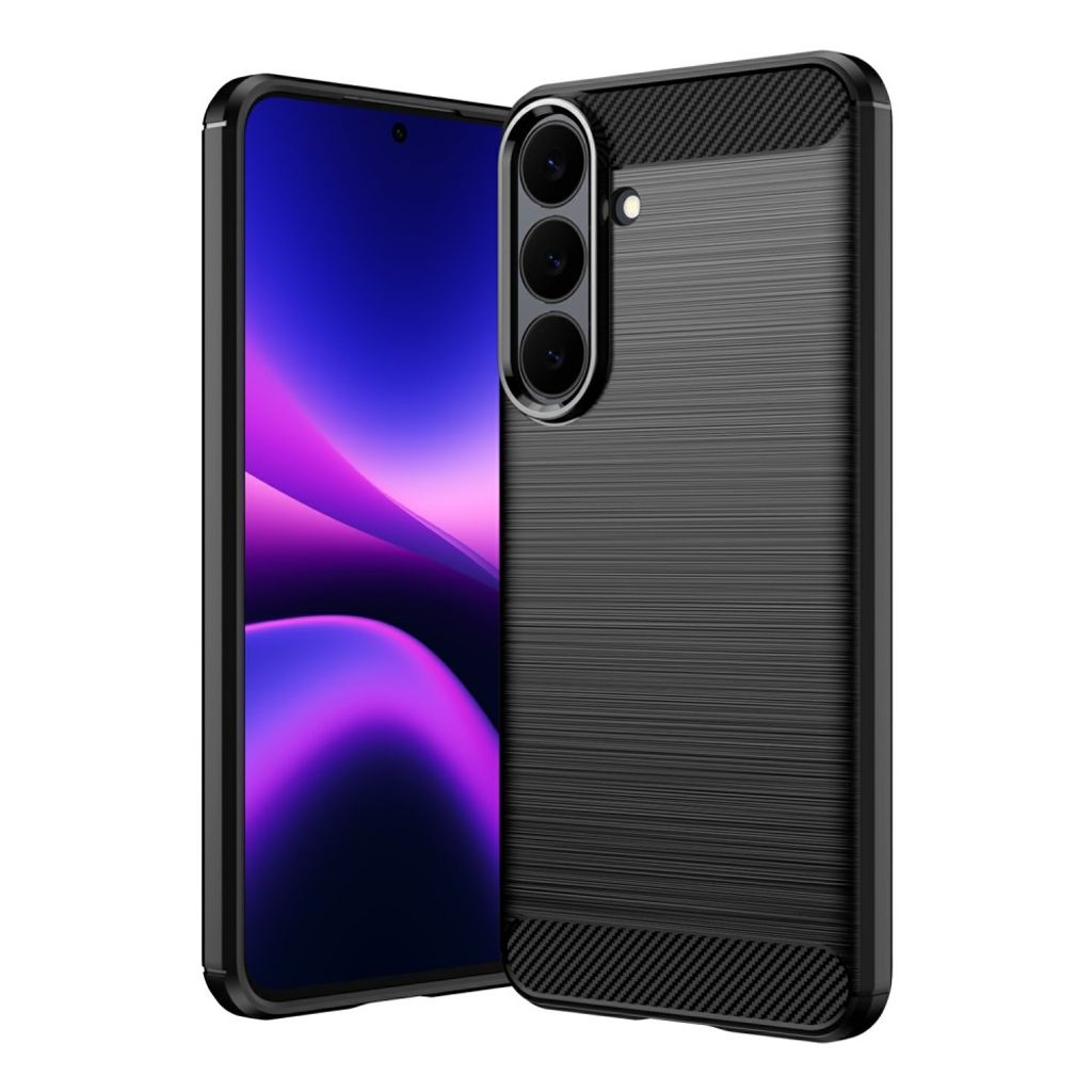 Samsung Galaxy S26 FE Cover Borstad Kolfibertextur Sort