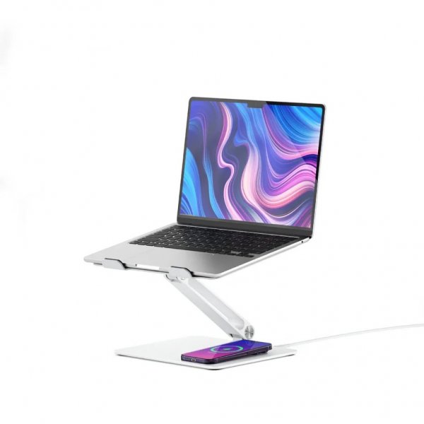 ALOGIC Elite Power Laptopstander med Trådløs Oplader Hvid