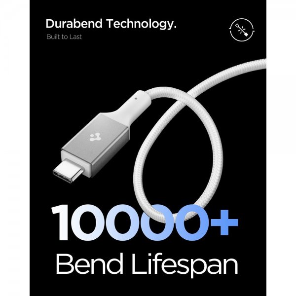 Spigen Essential Kabel Fabric USB-C/USB-C 240W 1,5m Hvid