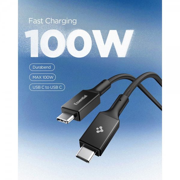 Spigen Essential Kabel USB-C til USB-C 100W 1m Sort