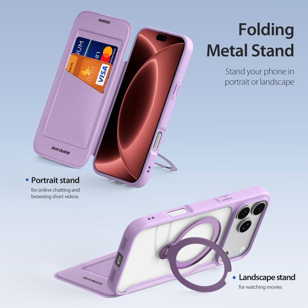Dux Ducis iPhone 17 Pro Max/18 Pro Max Cover Skin X Pro Series Kickstand MagSafe Lilla