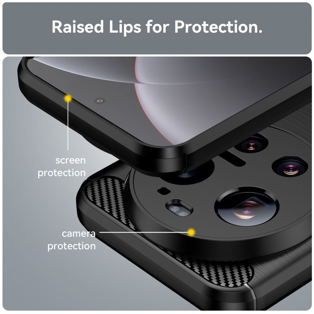 Xiaomi 17 Ultra Cover Børstet Kulfiber-tekstur Sort