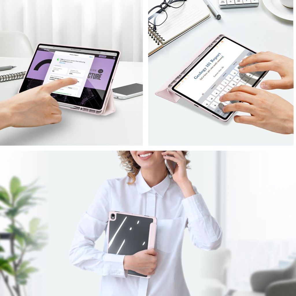 Dux Ducis Samsung Galaxy Tab S12 Plus Etui TOBY Series Lyserød