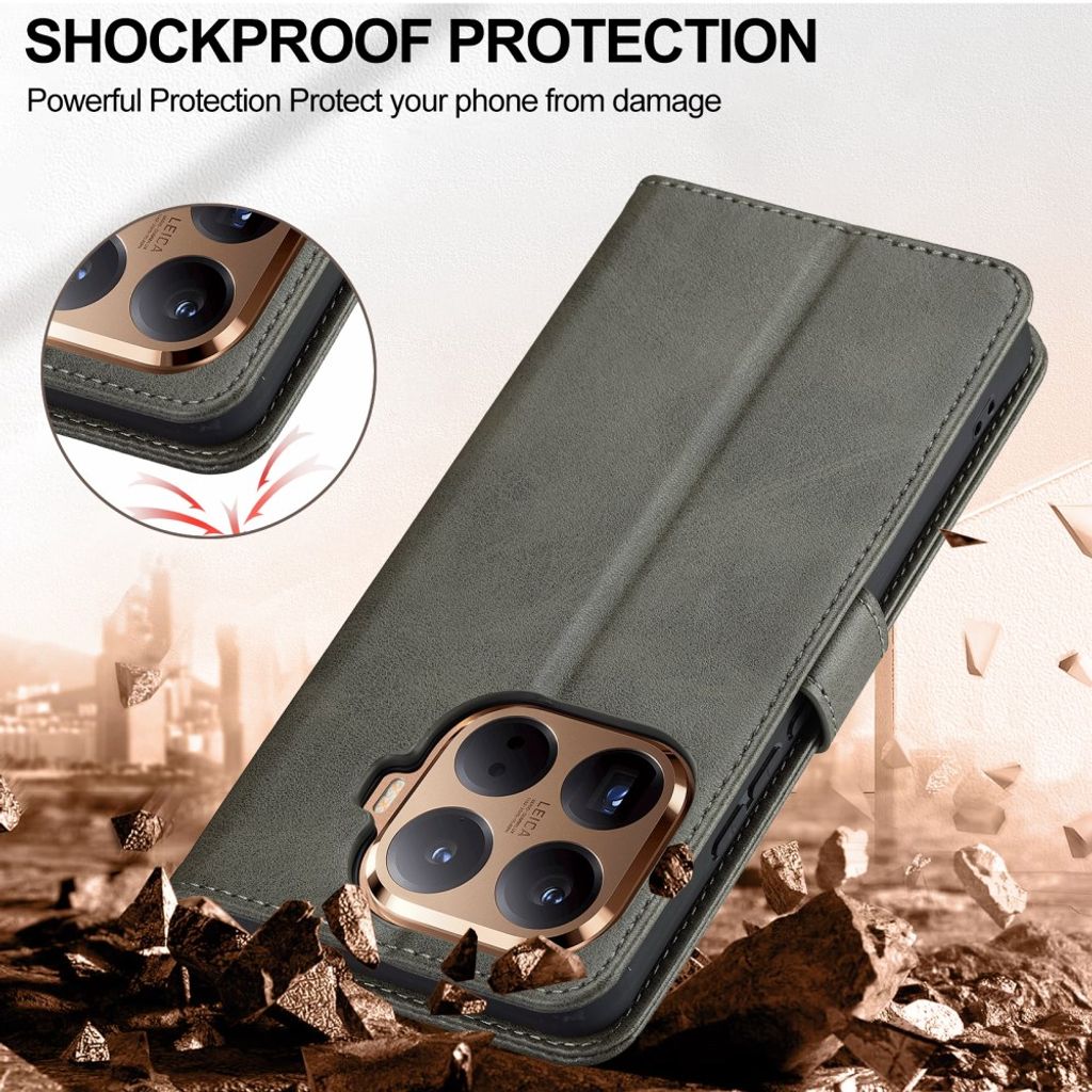 Lc.Imeeke Xiaomi 17T Pro Etui med Kortholder Stativfunktion Grå