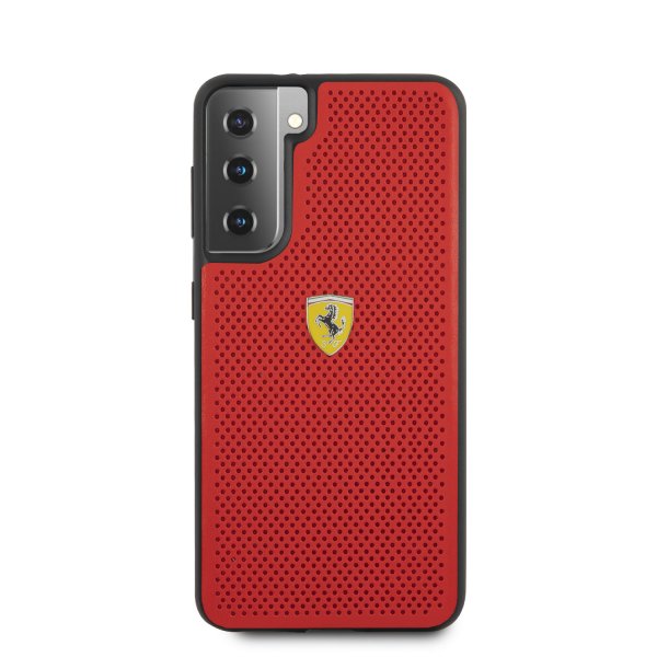 Ferrari Samsung Galaxy S21 Cover Logo Perforated Rød
