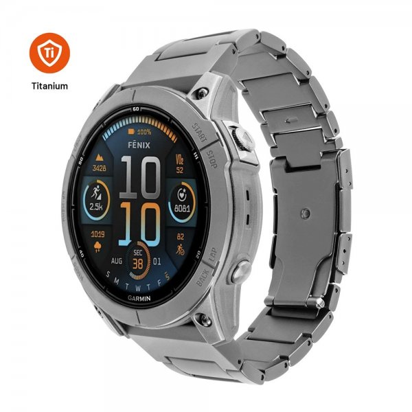 Faste Garmin QuickFit 22mm Armbånd Titanium Rem Grå
