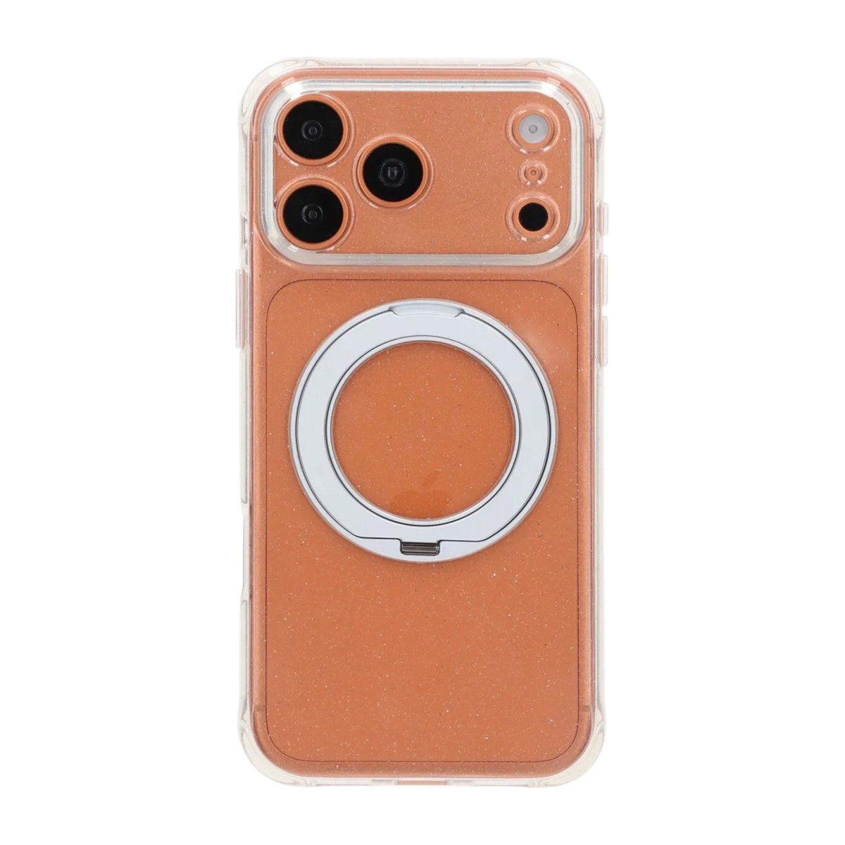 iPhone 17 Pro/iPhone 18 Pro Cover med glitter, stativ og MagSafe Hvid