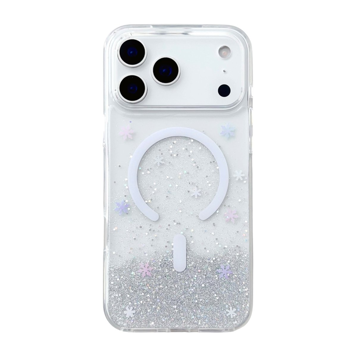 iPhone 17 Pro Cover Glitter Stjerner MagSafe Sølv