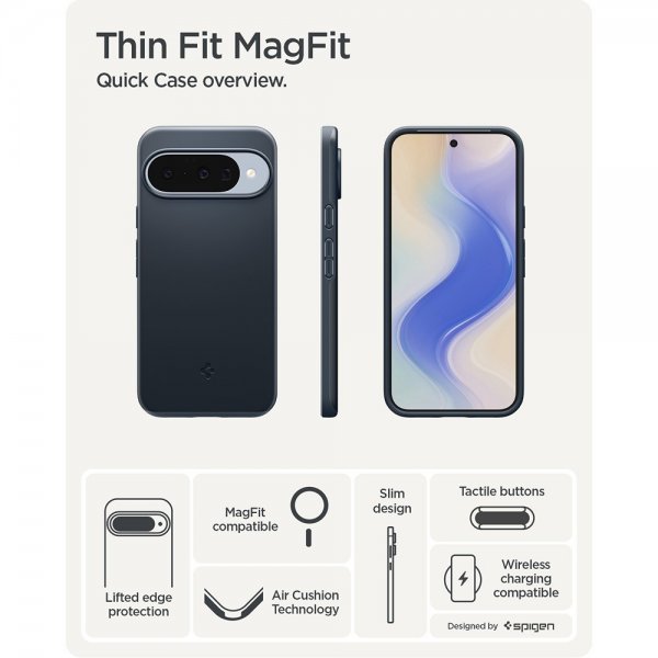 Spigen Google Pixel 10/Pixel 10 Pro Cover Thin Fit MagFit Metal Slate