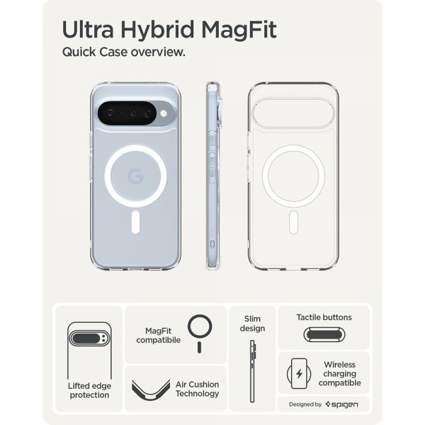Spigen Google Pixel 10/Pixel 10 Pro Cover Ultra Hybrid MagFit Clear White