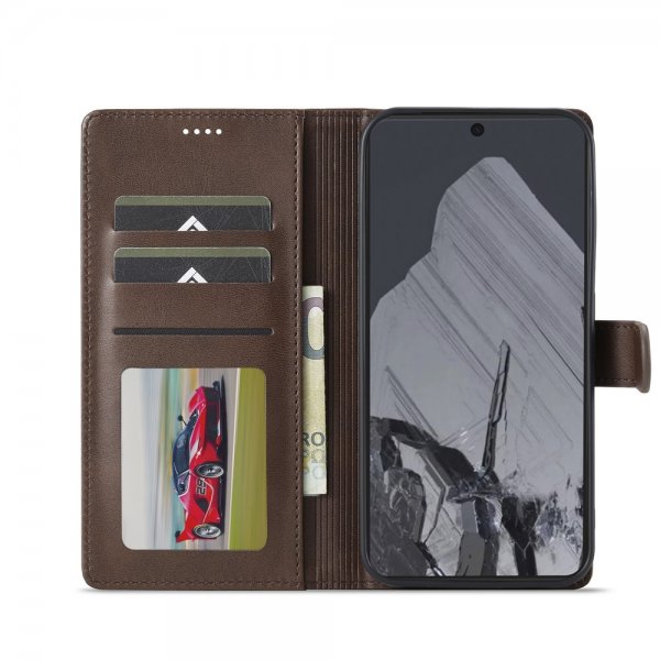 Lc.Imeeke Google Pixel 10 Pro XL Cover med Kortlomme Standerfunktion Mørkebrun