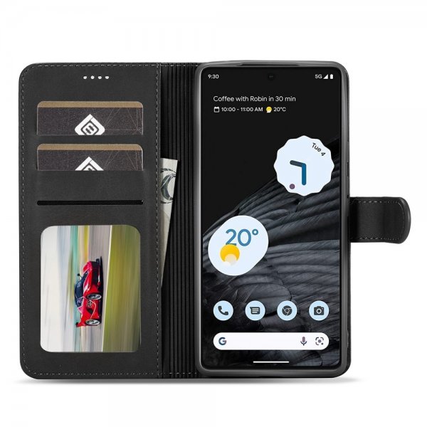 Lc.Imeeke Google Pixel 7 Pro Etui med Kortlomme Stativfunktion Sort