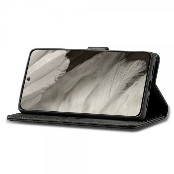 Lc.Imeeke Google Pixel 8 Etui med Kortlomme og Stativfunktion Sort