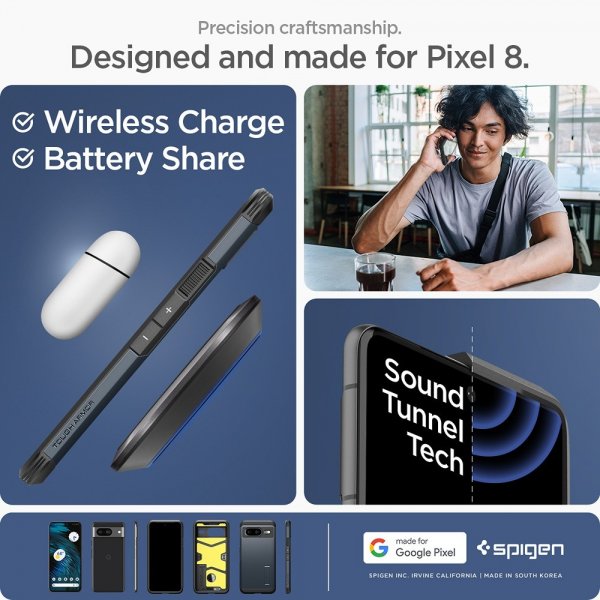Spigen Google Pixel 8 Cover Tough Armor Metal Slate