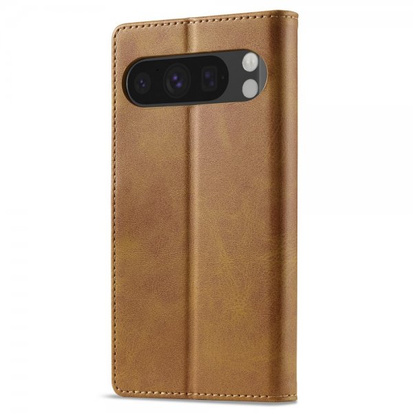 Lc.Imeeke Google Pixel 9/Pixel 9 Pro Etui med Kortlomme Stativfunktion Lysebrun