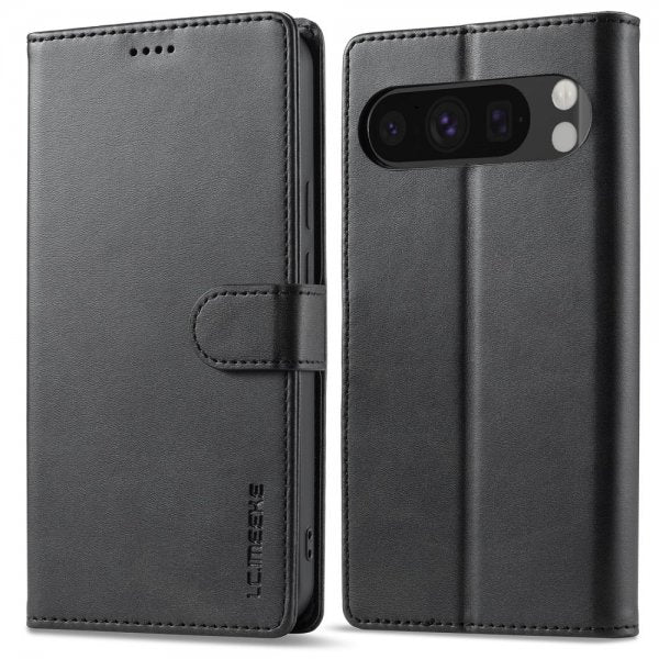 Lc.Imeeke Google Pixel 9/Pixel 9 Pro Etui med Kortrum Stativfunktion Sort