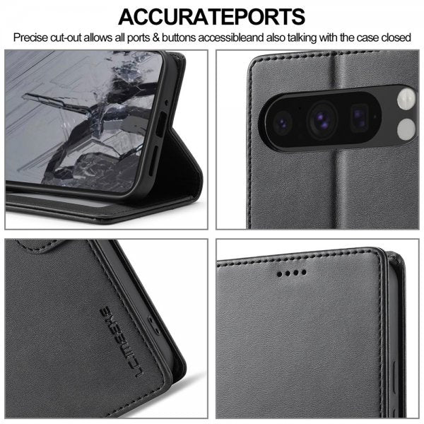 Lc.Imeeke Google Pixel 9/Pixel 9 Pro/Pixel 10/Pixel 10 Pro Cover med Kortlomme Sort