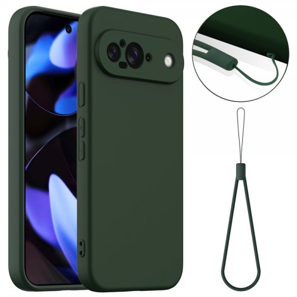 Google Pixel 9 Cover med Rem Silikone MagSafe Mørkegrøn