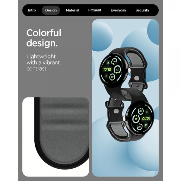 Spigen Google Pixel Watch 1/2/3/4 41 mm armbånd Nano Pop Black Sesame