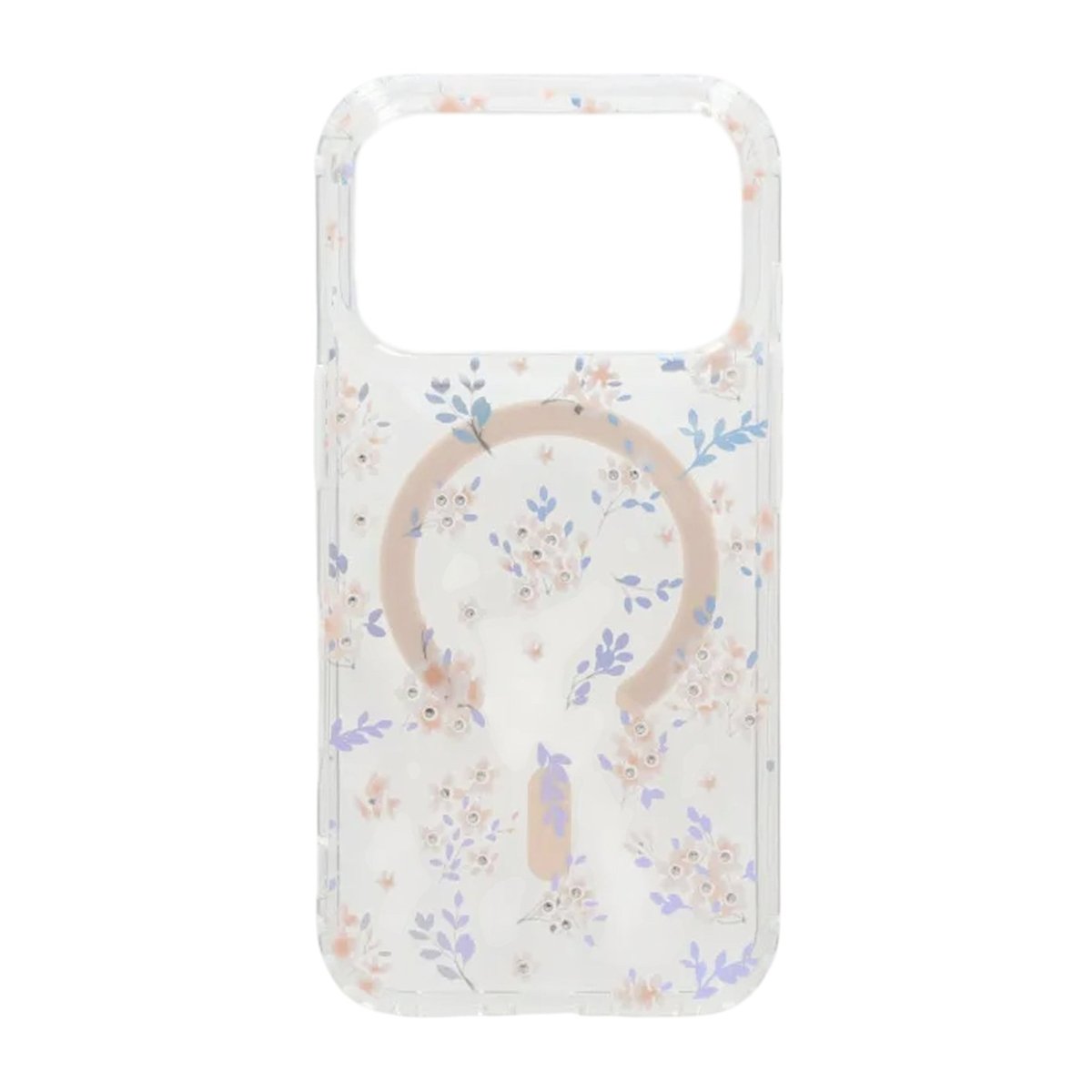 iPhone 17 Pro Cover med blomstret strass MagSafe Lyserød