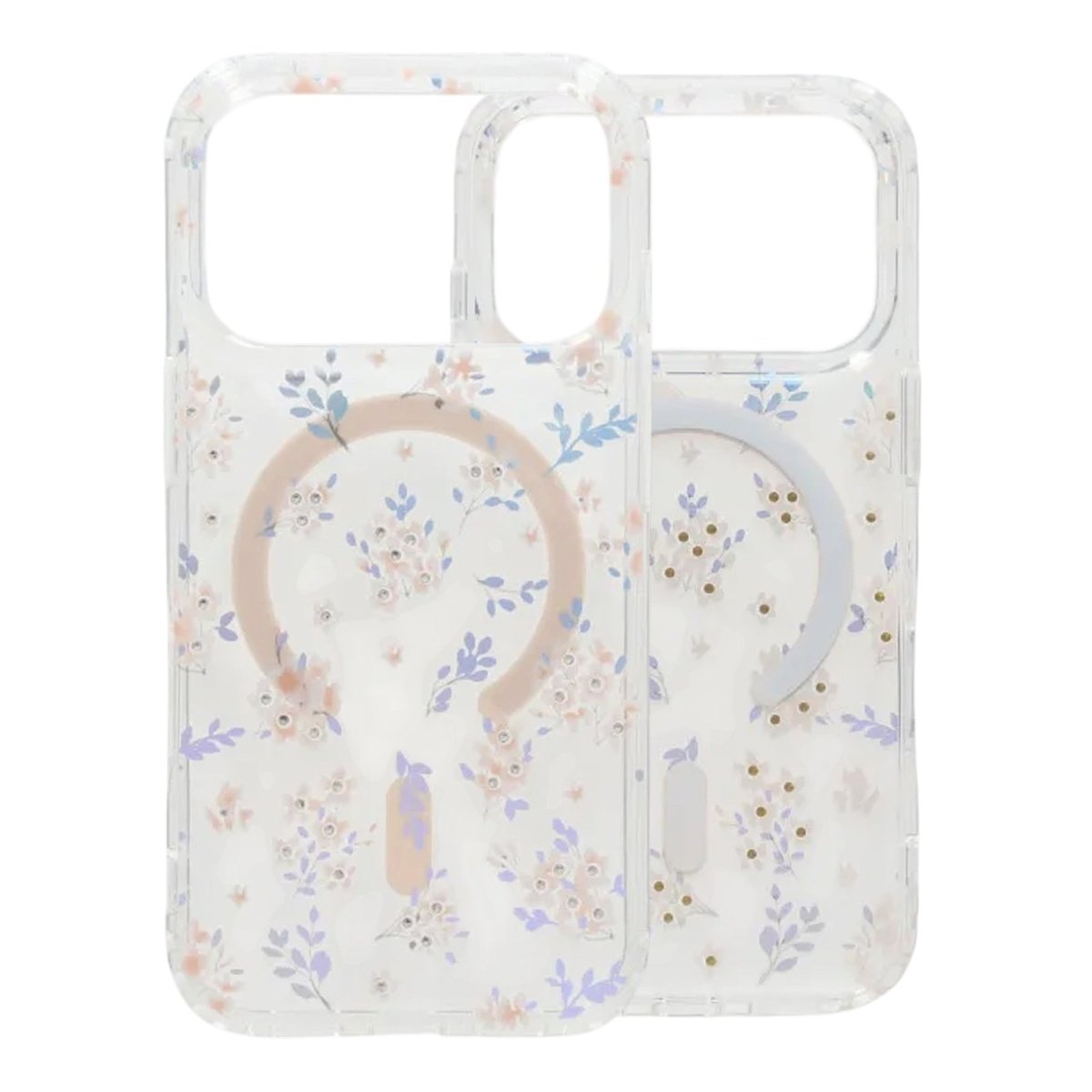 iPhone 17 Pro Cover med blomstret strass MagSafe Lyserød