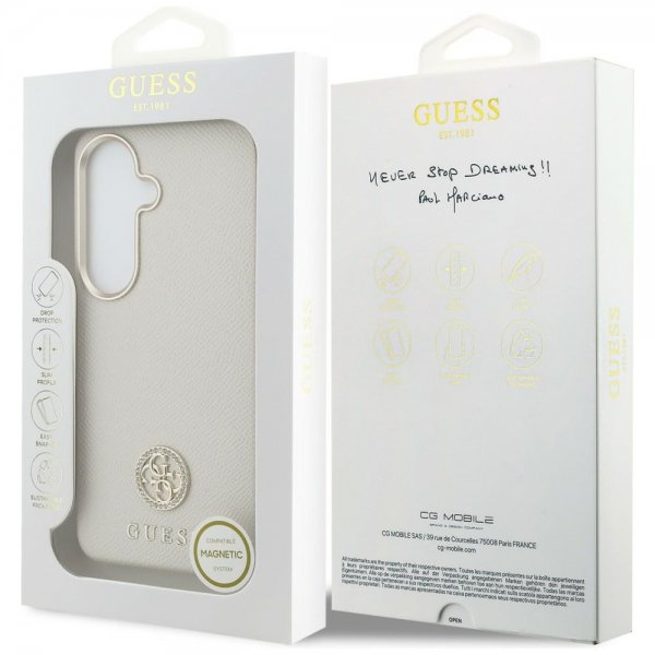 Guess Samsung Galaxy S26 Plus Cover Rhinestone Logo MagSafe Beige